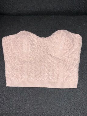 JLUXLABEL Cable Knit Strapless Crop Top